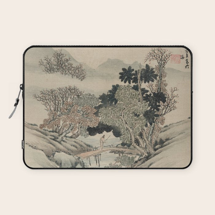 Vintage Japanese Landscape Painting Laptop Sleeve Gallery Image 1
