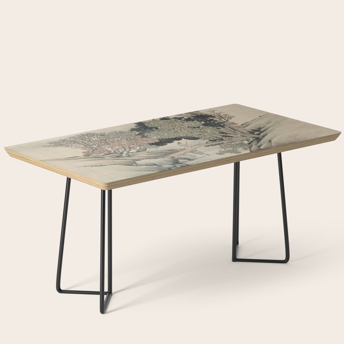 Vintage Japanese Landscape Painting Coffee Table Gallery Image 1
