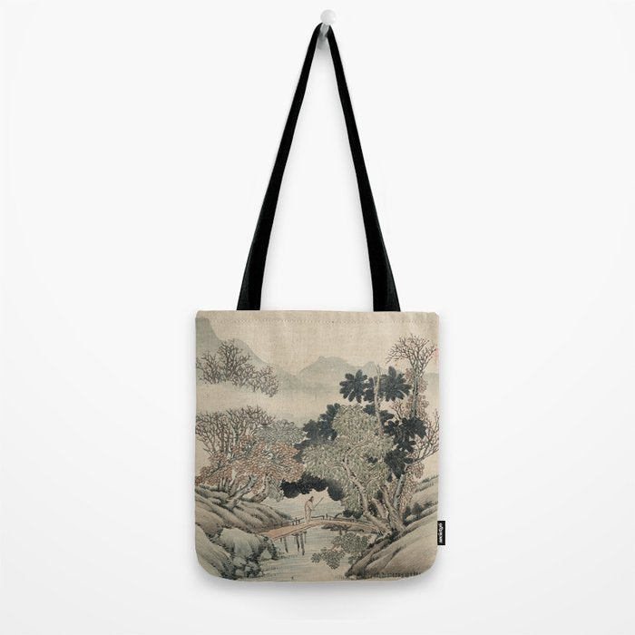 Vintage Japanese Landscape Painting Tote Bag Gallery Image 2