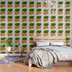 Mid Century Modern Abstract Colorful Art Patterns Olive Green Yellow Ochre Orbit Geometric Objects Wallpaper Gallery Image 3