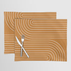 Minimal Line Curvature XCIII Bright 70s Orange Mid Century Modern Arch Abstract Placemat Gallery Image 1