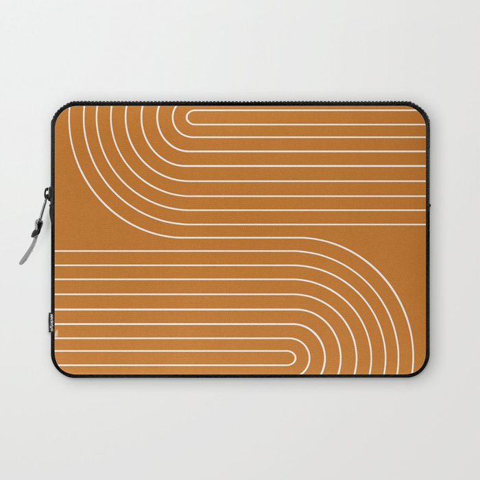 Minimal Line Curvature XCIII Bright 70s Orange Mid Century Modern Arch Abstract Laptop Sleeve Gallery Image 1