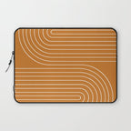 Minimal Line Curvature XCIII Bright 70s Orange Mid Century Modern Arch Abstract Laptop Sleeve Gallery Image 1