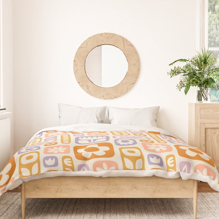 Vintage scandinavian floral art pattern Duvet Cover Gallery Image 3