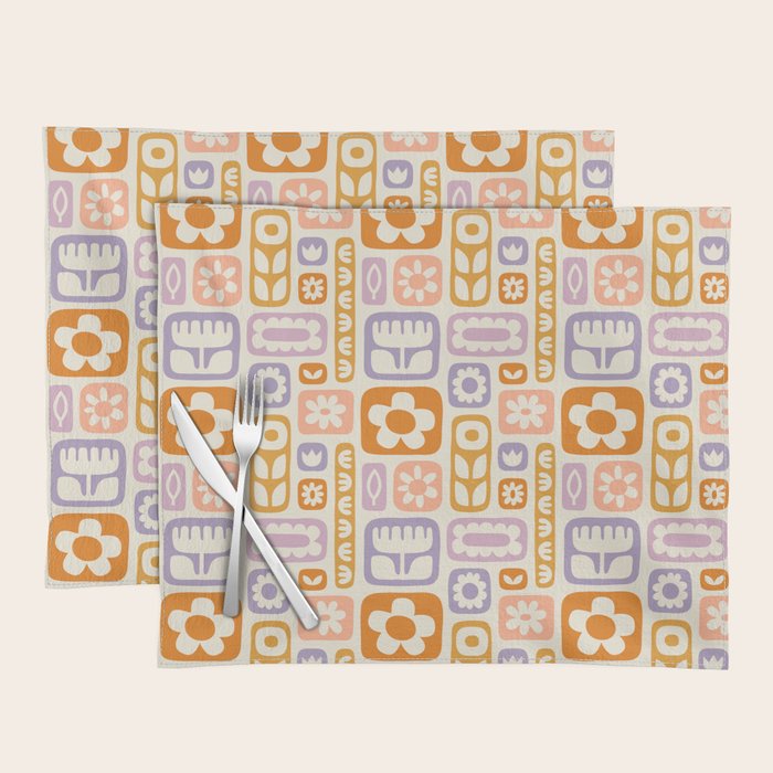 Vintage scandinavian floral art pattern Placemat Gallery Image 1