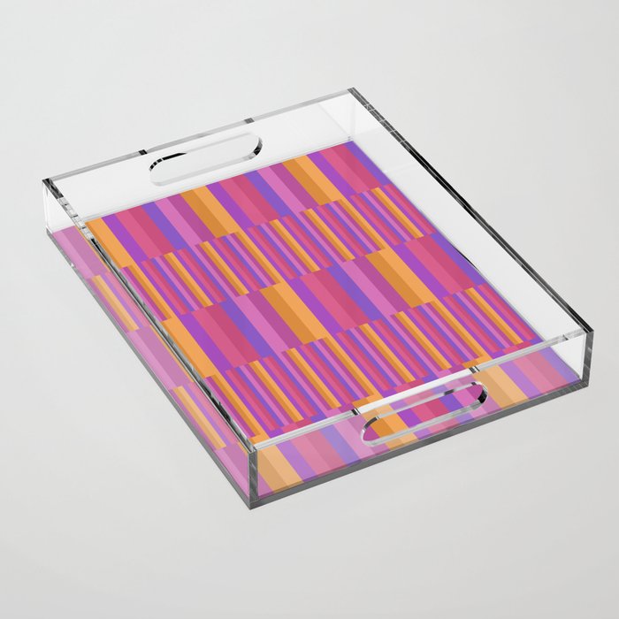 Mixed Stripes Pattern IV Colorful 90s Acrylic Tray Gallery Image 1