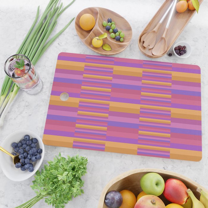 Mixed Stripes Pattern IV Colorful 90s Cutting Board Gallery Image 2