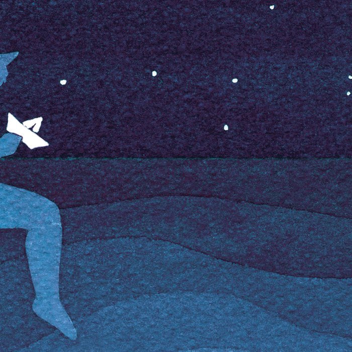 Boy with paper boats, blue Coffee Mug Gallery Image 2