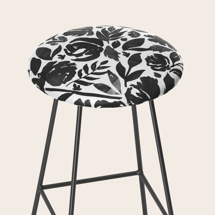 Simple black and white flower garden Stool Gallery Image 2