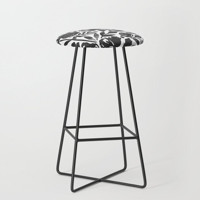 Simple black and white flower garden Stool Gallery Image 1