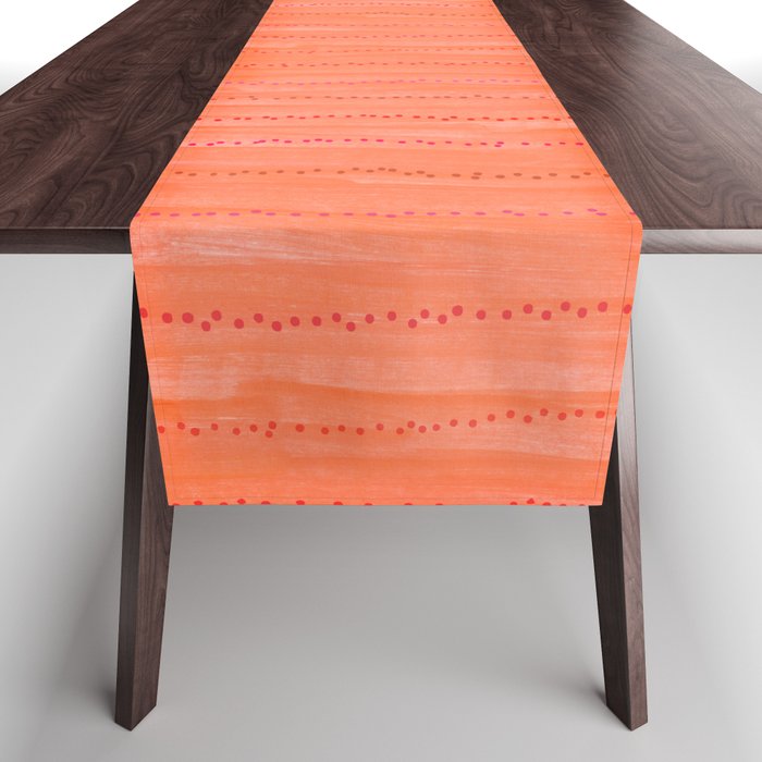 Minimal Doodle Dots in Chili Red Table Runner Gallery Image 1