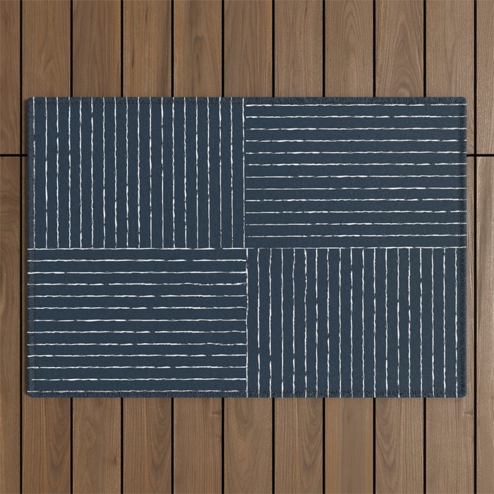 Lines III (Annapolis Blue) Outdoor Rug Gallery Image 1