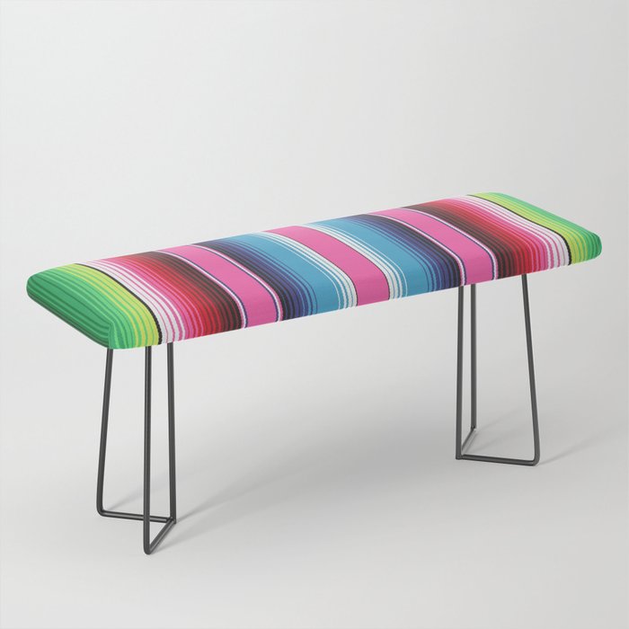 Pink Mexican Serape Blanket Stripes Bench Gallery Image 1