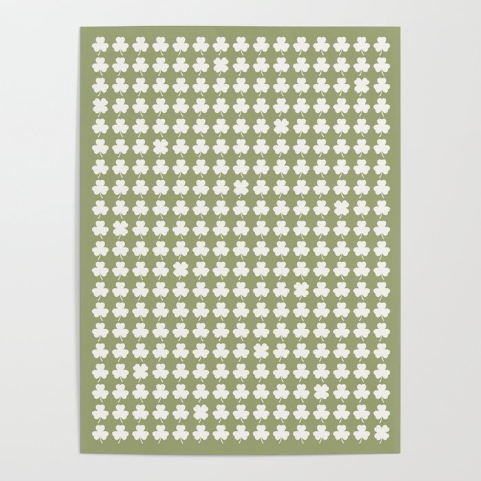 Clovers XXVIII Natural Green Botanical Pattern Poster Gallery Image 1