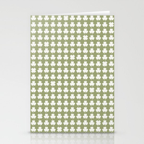 Clovers XXVIII Natural Green Botanical Pattern Stationery Card Gallery Image 2