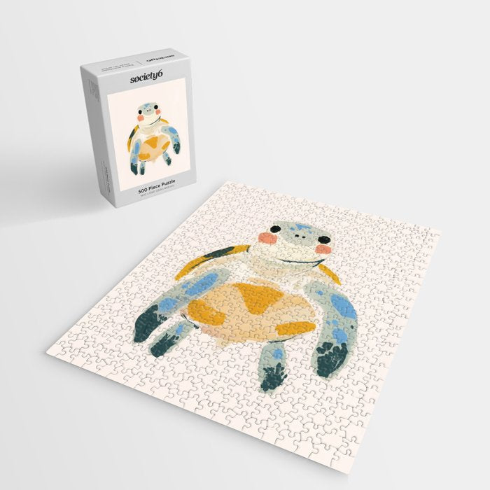 Smiling Sea Turtle Soft Pastel Nursery Animal Jigsaw Puzzle Gallery Image 2