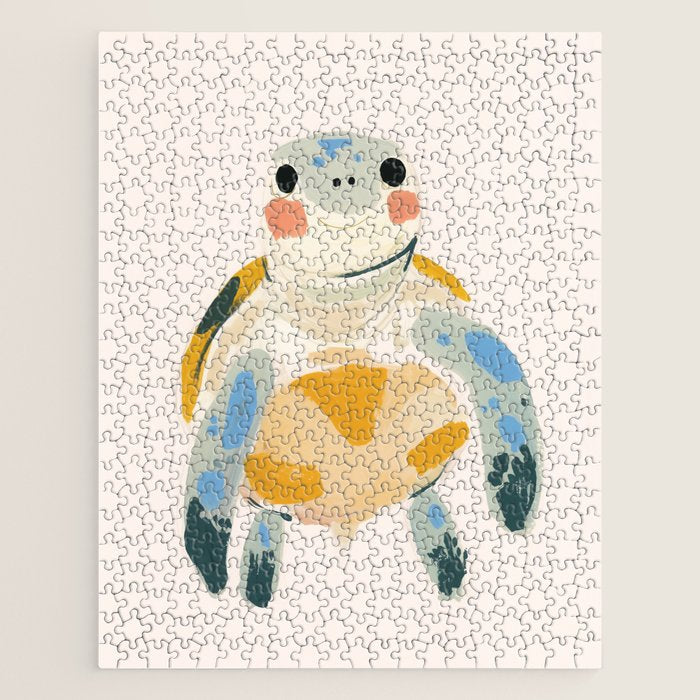 Smiling Sea Turtle Soft Pastel Nursery Animal Jigsaw Puzzle Gallery Image 1