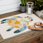 Smiling Sea Turtle Soft Pastel Nursery Animal Outdoor Rug Gallery Image 2