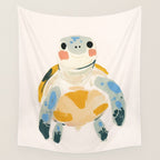 Smiling Sea Turtle Soft Pastel Nursery Animal Wall Tapestry Gallery Image 4