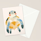 Smiling Sea Turtle Soft Pastel Nursery Animal Stationery Card Gallery Image 2