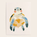 Smiling Sea Turtle Soft Pastel Nursery Animal Poster Gallery Image 4
