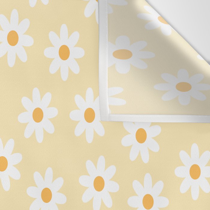 White Daisies Yellow Pattern Wall Tapestry Gallery Image 3