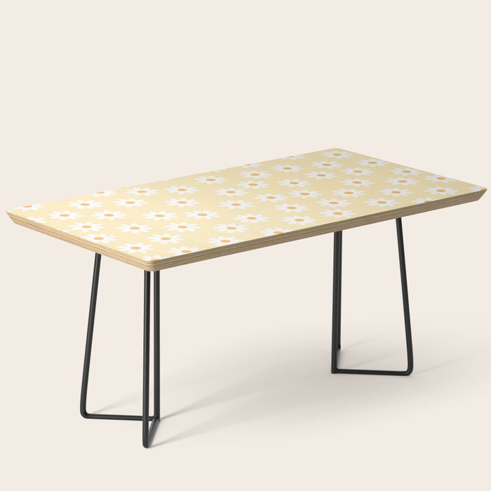 White Daisies Yellow Pattern Coffee Table Gallery Image 1