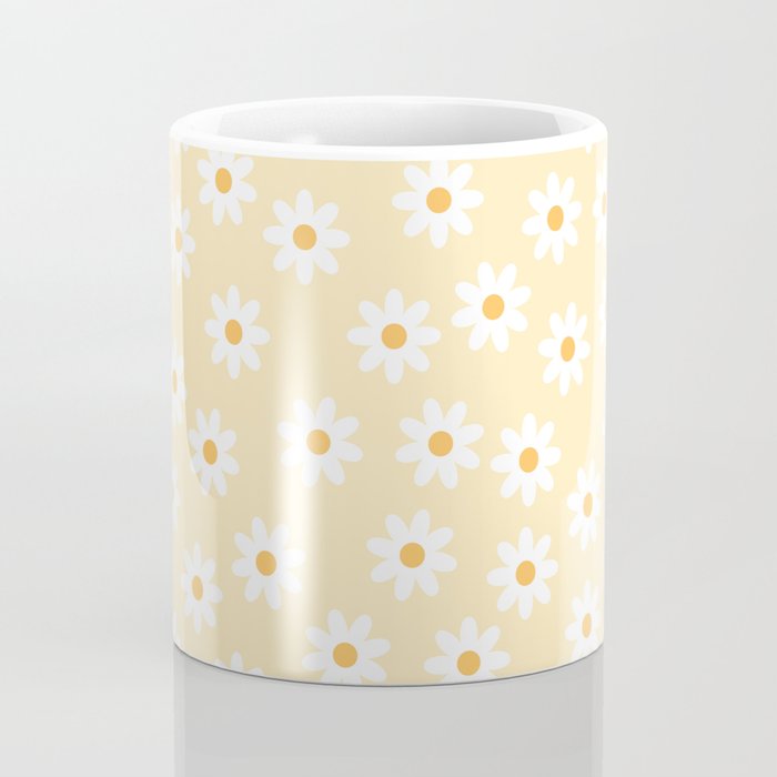 White Daisies Yellow Pattern Coffee Mug Gallery Image 4