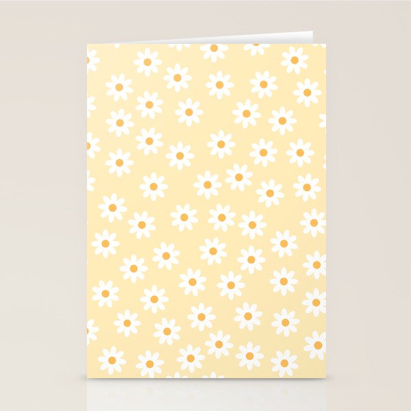 White Daisies Yellow Pattern Stationery Card Gallery Image 1
