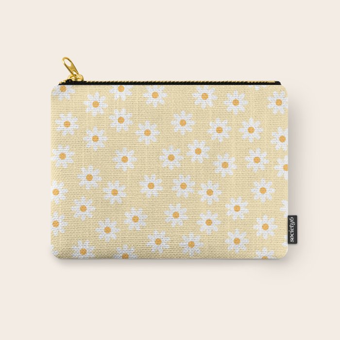 White Daisies Yellow Pattern Carry All Pouch Gallery Image 1