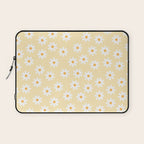 White Daisies Yellow Pattern Laptop Sleeve Gallery Image 1