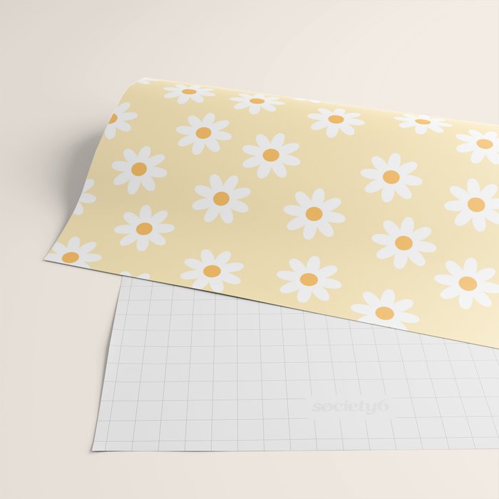 White Daisies Yellow Pattern Wrapping Paper Gallery Image 2