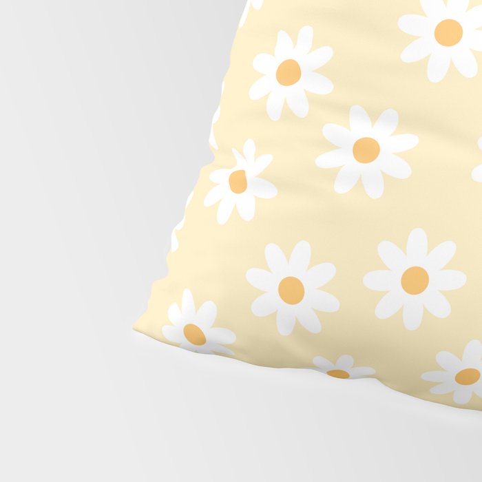 White Daisies Yellow Pattern Pillow Sham Gallery Image 4