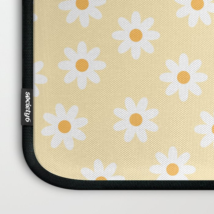White Daisies Yellow Pattern Laptop Sleeve Gallery Image 3
