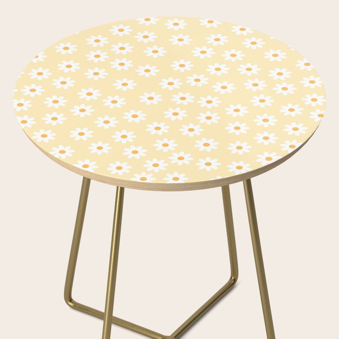 White Daisies Yellow Pattern Side Table Gallery Image 2