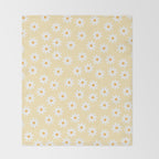White Daisies Yellow Pattern Throw Blanket Gallery Image 2