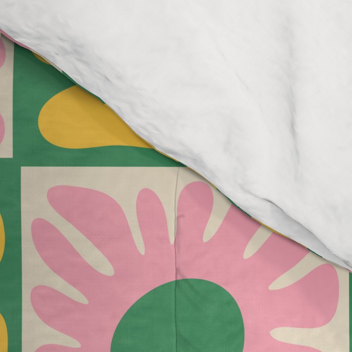 Retro checkered flower art pattern Comforter Gallery Image 4