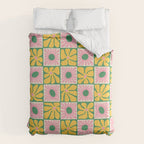 Retro checkered flower art pattern Comforter Gallery Image 6