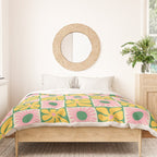 Retro checkered flower art pattern Duvet Cover Gallery Image 3