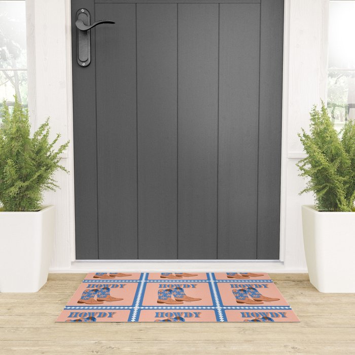 Howdy Cowgirl - Blue & Peach Welcome Mat Gallery Image 3