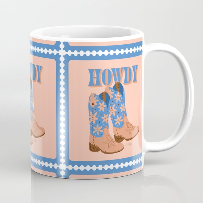 Howdy Cowgirl - Blue & Peach Coffee Mug Gallery Image 1