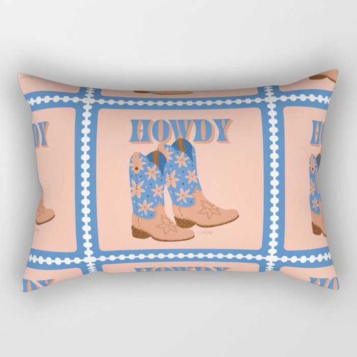 Howdy Cowgirl - Blue & Peach Rectangular Pillow Gallery Image 1