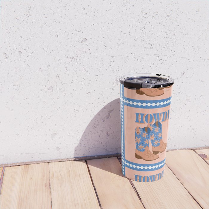 Howdy Cowgirl - Blue & Peach Travel Mug Gallery Image 4