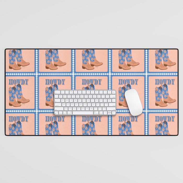 Howdy Cowgirl - Blue & Peach Desk Mat Gallery Image 1