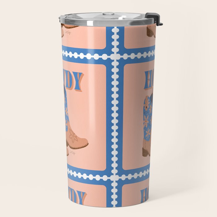 Howdy Cowgirl - Blue & Peach Travel Mug Gallery Image 2