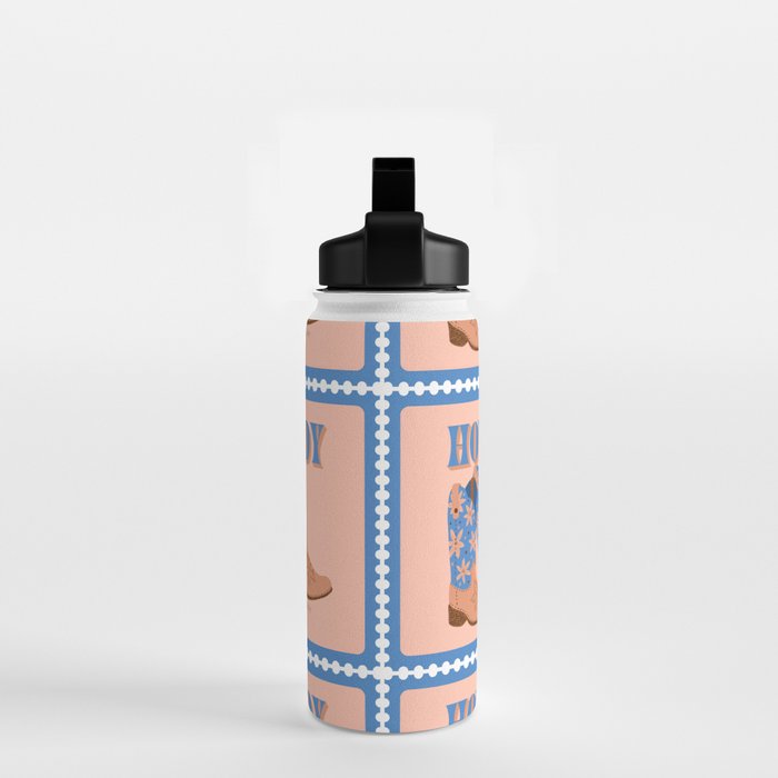 Howdy Cowgirl - Blue & Peach Water Bottle Gallery Image 2