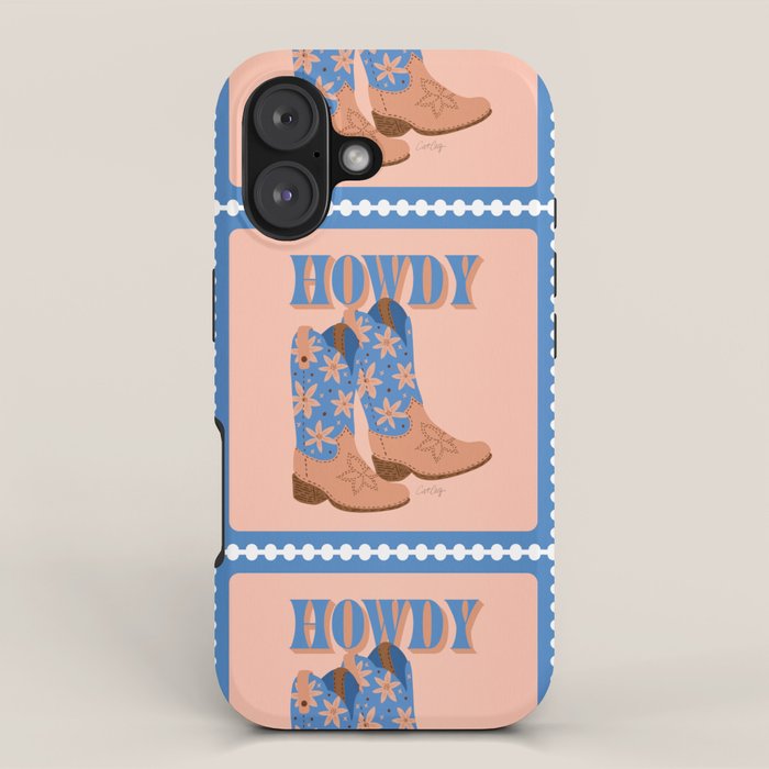 Howdy Cowgirl - Blue & Peach iPhone Case Gallery Image 1