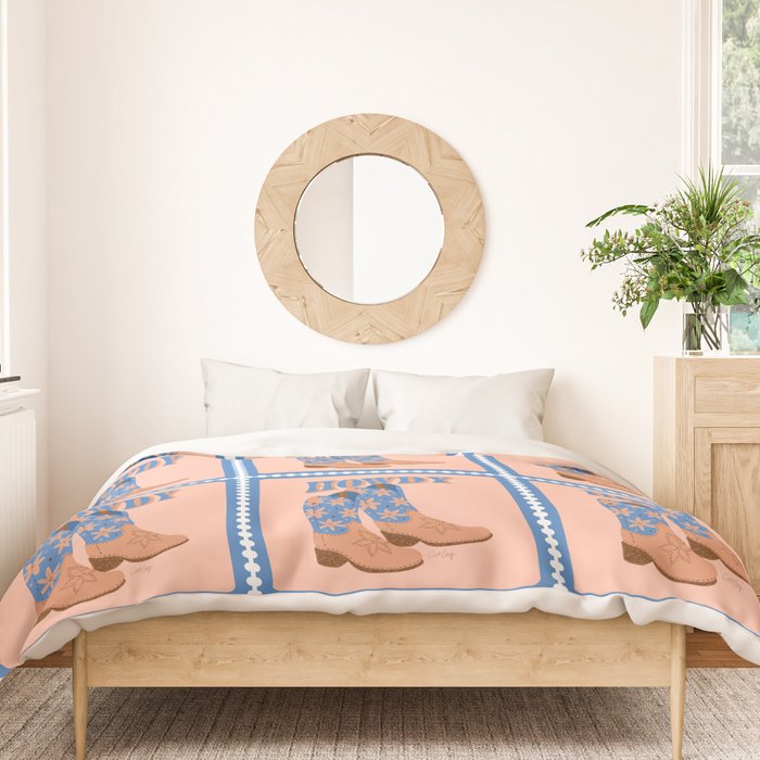 Howdy Cowgirl - Blue & Peach Duvet Cover Gallery Image 3