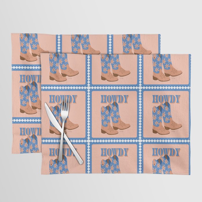 Howdy Cowgirl - Blue & Peach Placemat Gallery Image 1