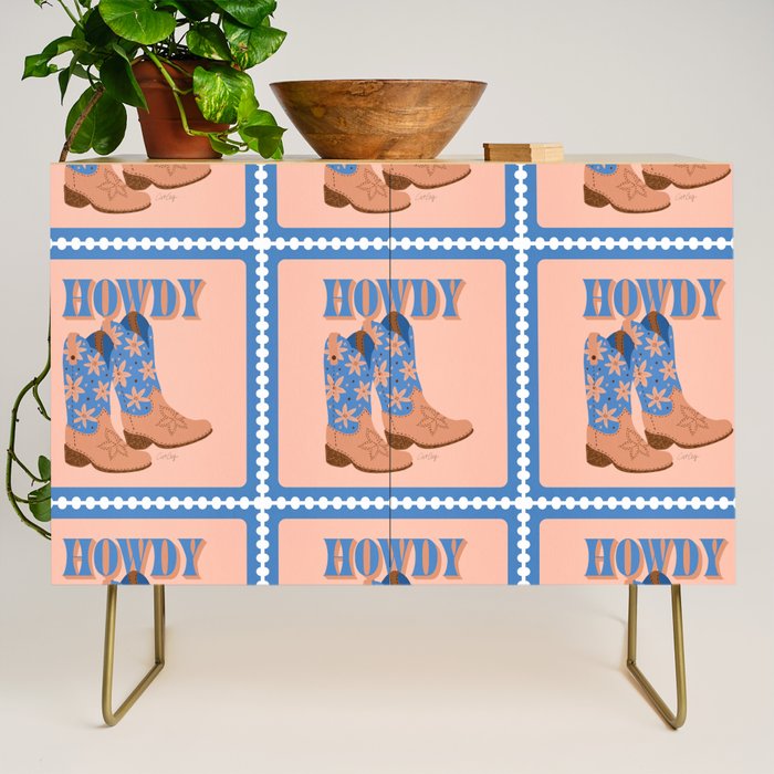Howdy Cowgirl - Blue & Peach Credenza Gallery Image 1